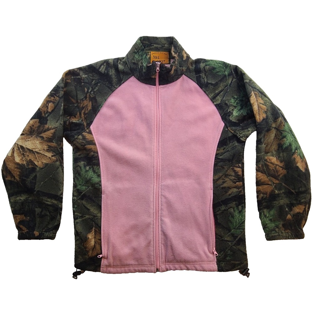 Trail Crest Fleece Jacket Womens Large Pink Camo Full Zip Outdoor Hunting Pocket